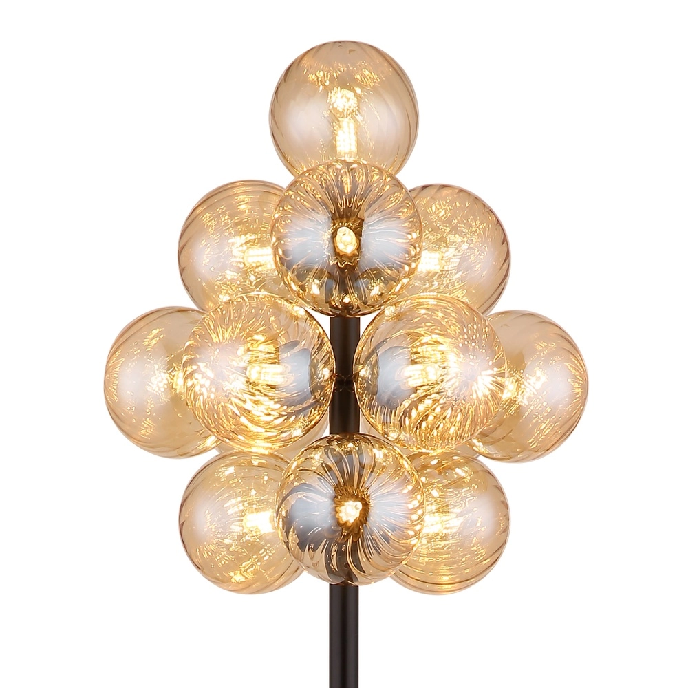 Lampe sur pied noire Conor avec verre ambré Globo 9007371512171