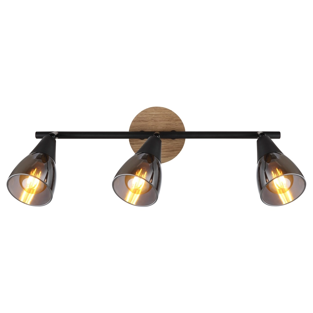 Lampe de plafond à 3 lumières Mubby noir avec un aspect bois Globo 9007371448869