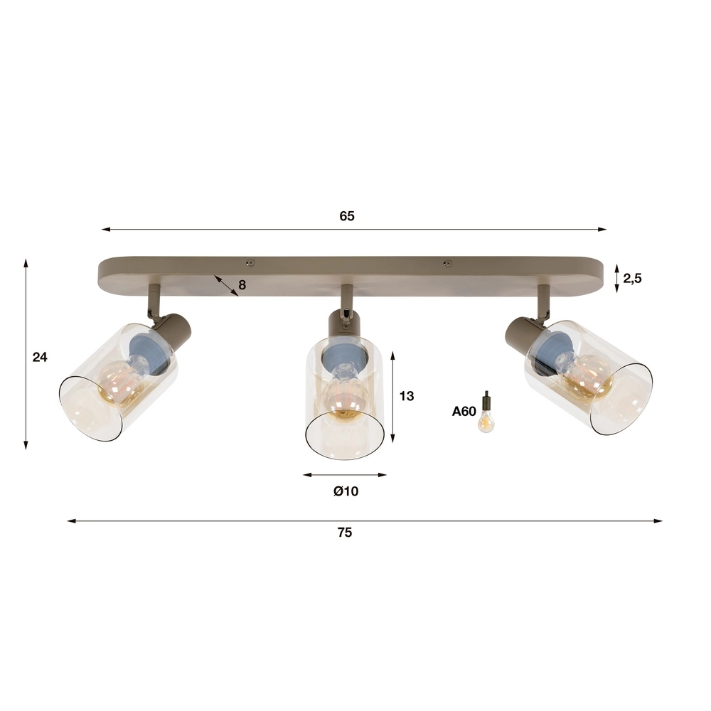 Lampe de plafond droite Sepiora Brun sable clair à 3 Lyora 8716803515239