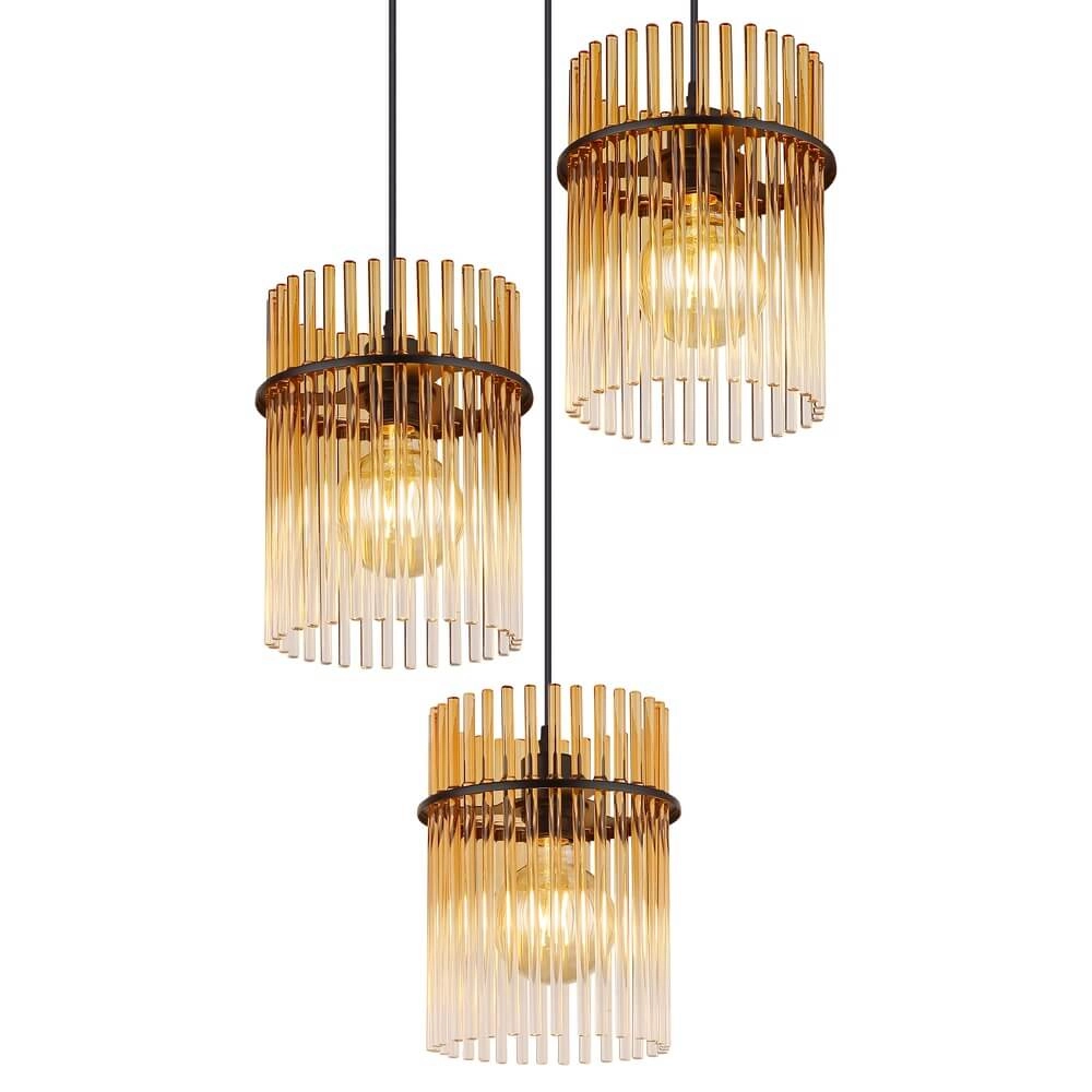 Suspension noire Gorley avec verre ambré rond Ø 47cm Globo 9007371471997