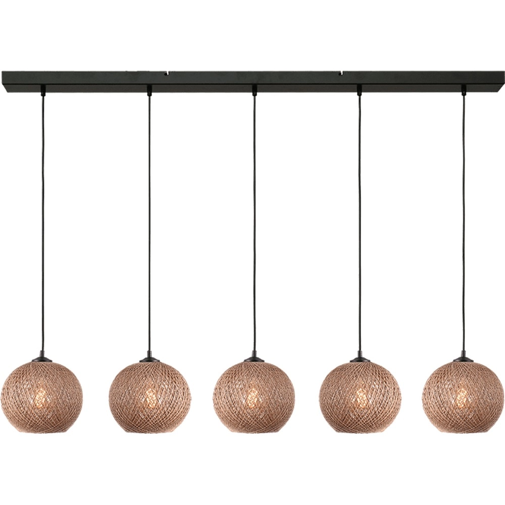 Lampe suspendue à 5 lumières Corda rotin Ø 20cm