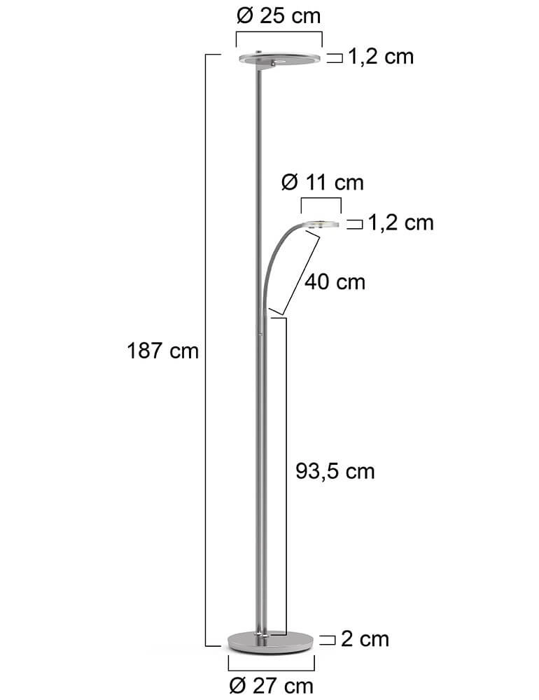 Lampe de lecture LED 2 lumières Turound 40w - 2200-4000K - 187cm verre clair en acier inoxydable Steinhauer 8712746134797