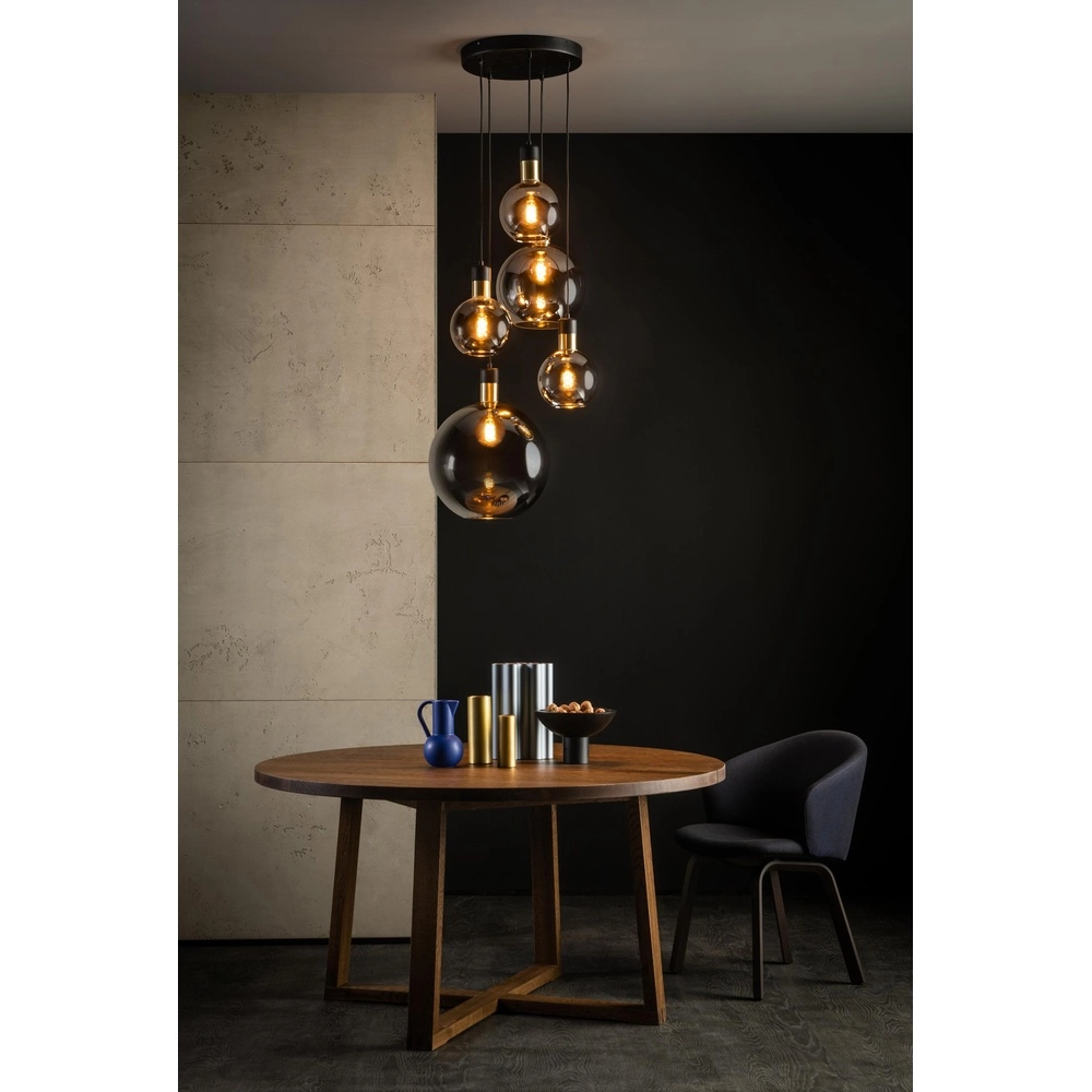 Lampe suspendue à 5 lumières Julius Verre fumé