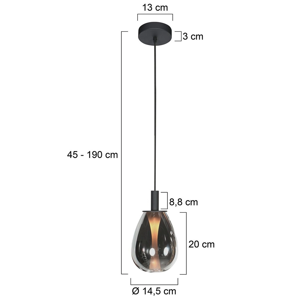 Suspension Glimsy 1 lumière noire Ø 14,5cm Steinhauer 8712746177985
