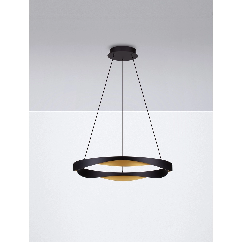 Suspension Radon Ø 65cm noir avec or Lyora 5212017452504