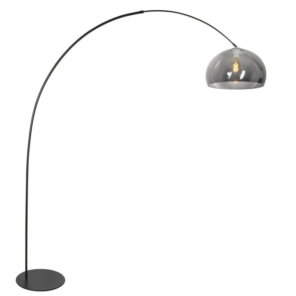 Lampe à arc noir Curve avec du verre fumé