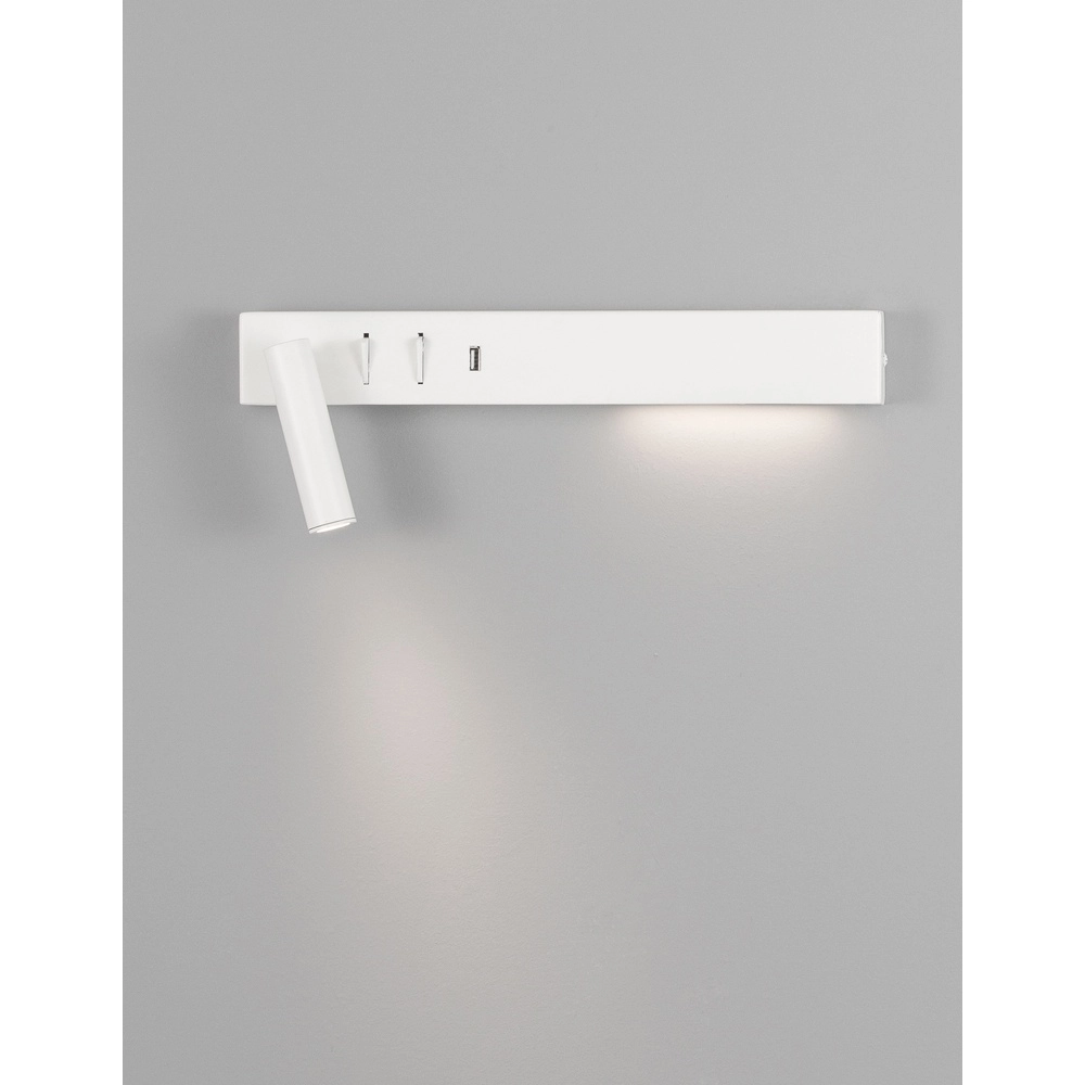 Lampe de chevet Vida Gauche blanche avec USB