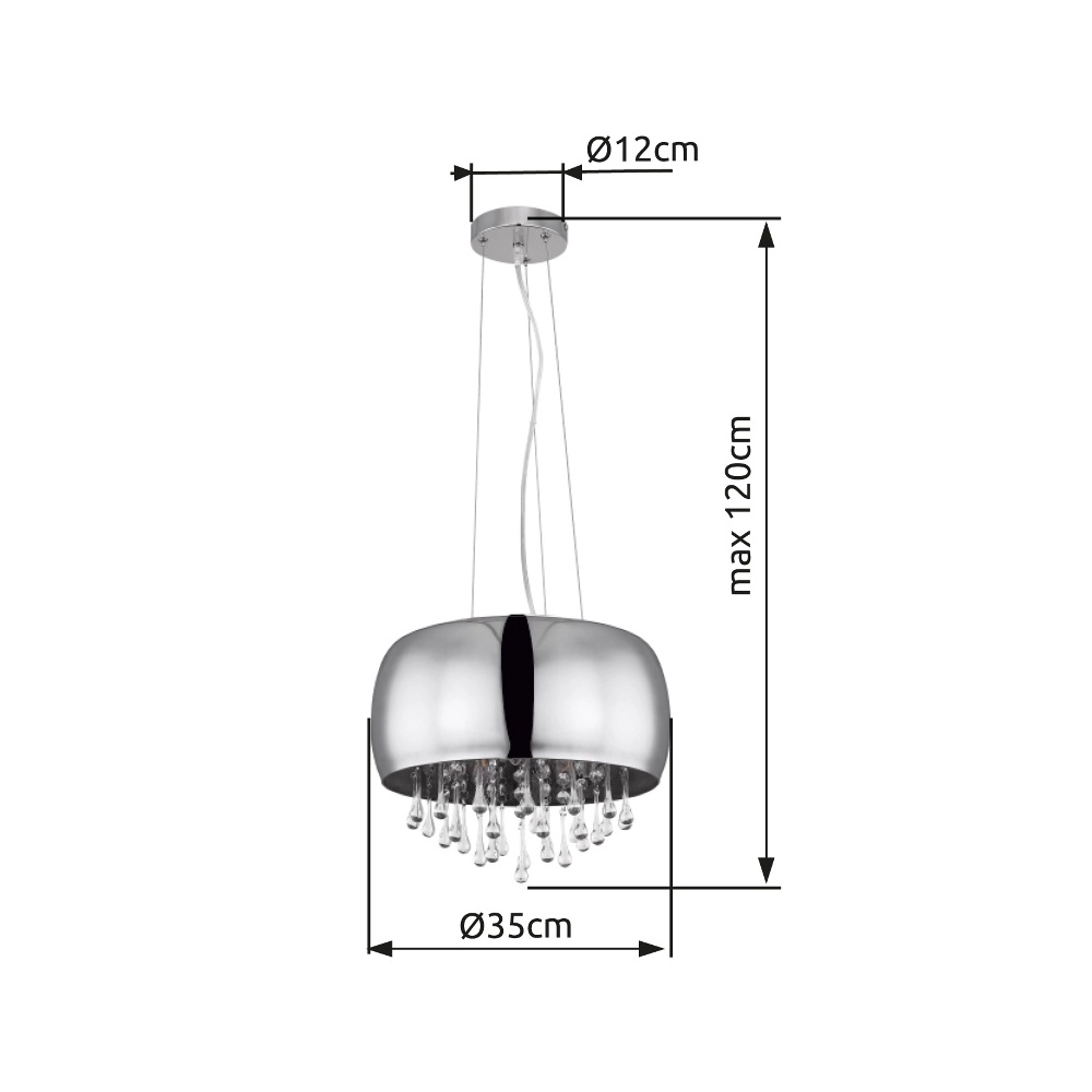 Lampe suspendue Kalla Ø 35cm chromé Globo 9007371385706