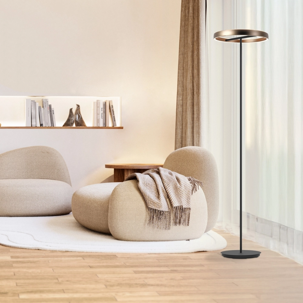 Floor lamp Trabuco black with brown Ø 42cm Stars of Light 9008606359967