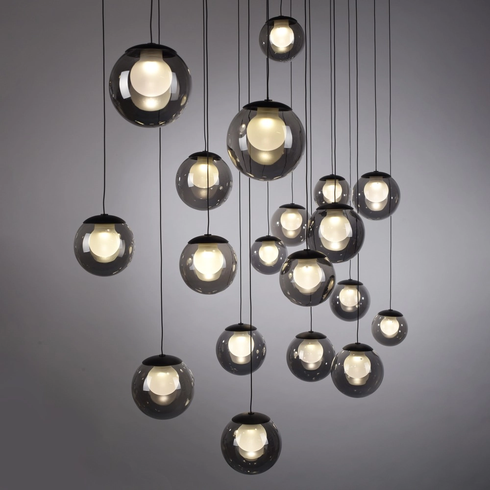 Lampe pendante à 19 lampes Pure Popup Gris mystique Paul Neuhaus 4012248396698