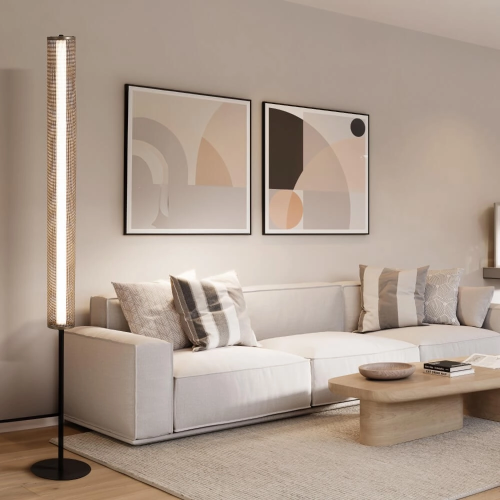 Lampadaire Thread Noir avec maille dorée Searchlight 5053423273075