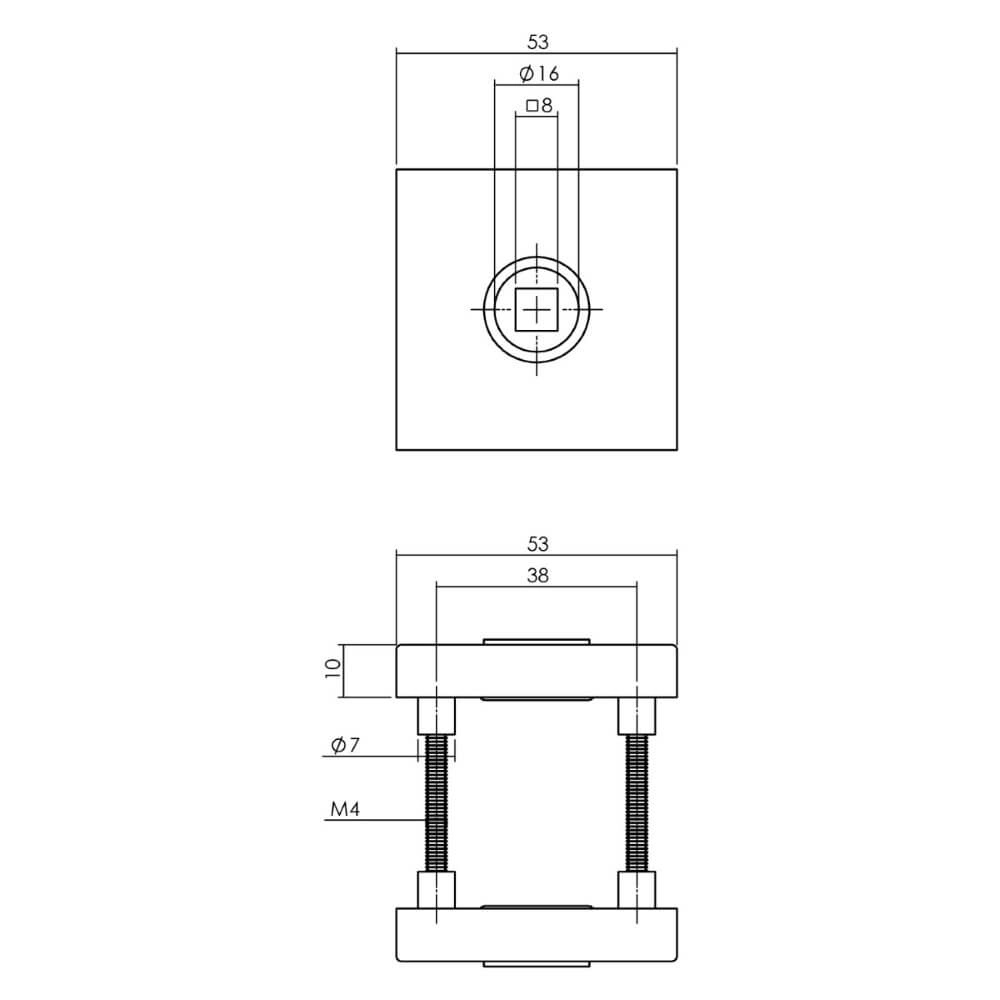 Quincaillerie de porte arrière carrée Backura Protection contre la traction du noyau en acier inoxydable Intersteel 8714186539996
