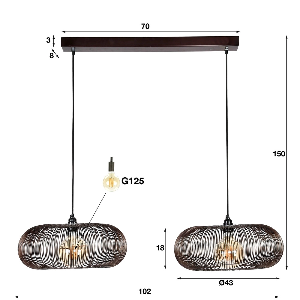 Lampe pendante à deux lampes Copper Ø 43cm - nickel noir Lyora 8716803513259