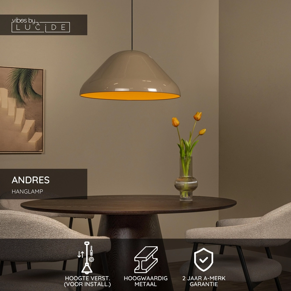 Lampe suspendue Andres taupe Ø 56cm Lucide Vibes 5411212650214