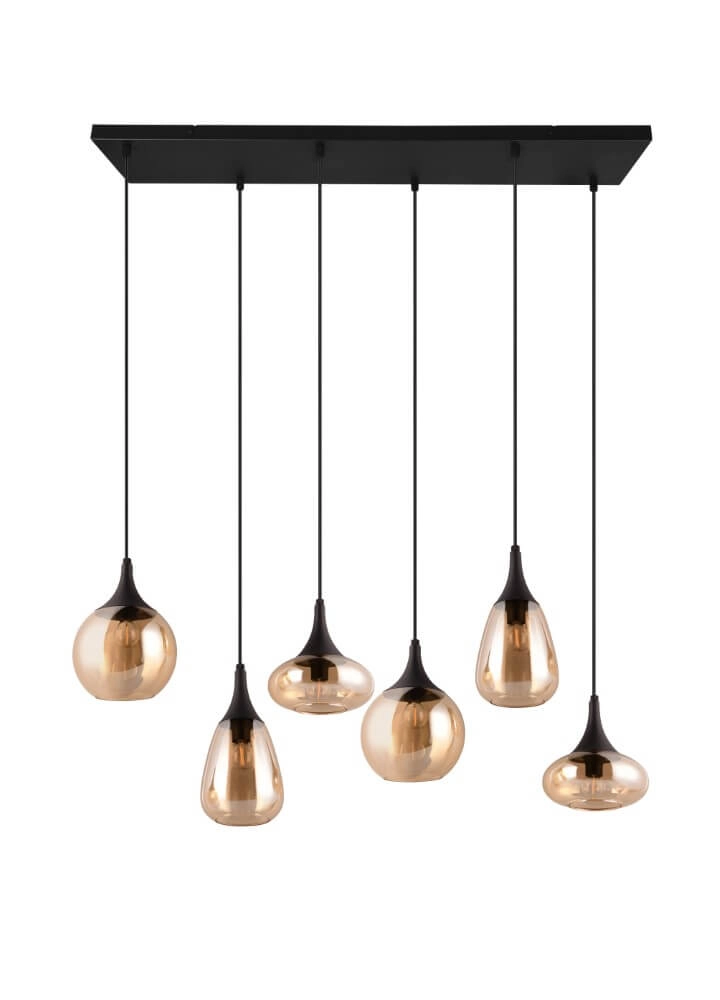 Lampe suspendue 6 lumières Lumina avec verre ambré Trio 4017807577730