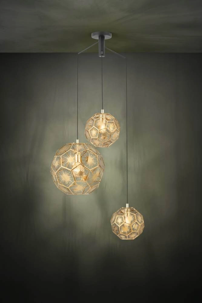 Lampe suspendue dorée Skoura loft - 3 lumières Stars of Light 9002759397586