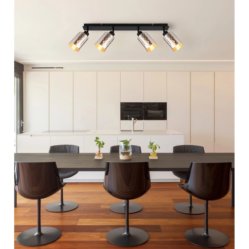Lampe de plafond à design Alonso Noir à 4 lumières Globo 9007371572250