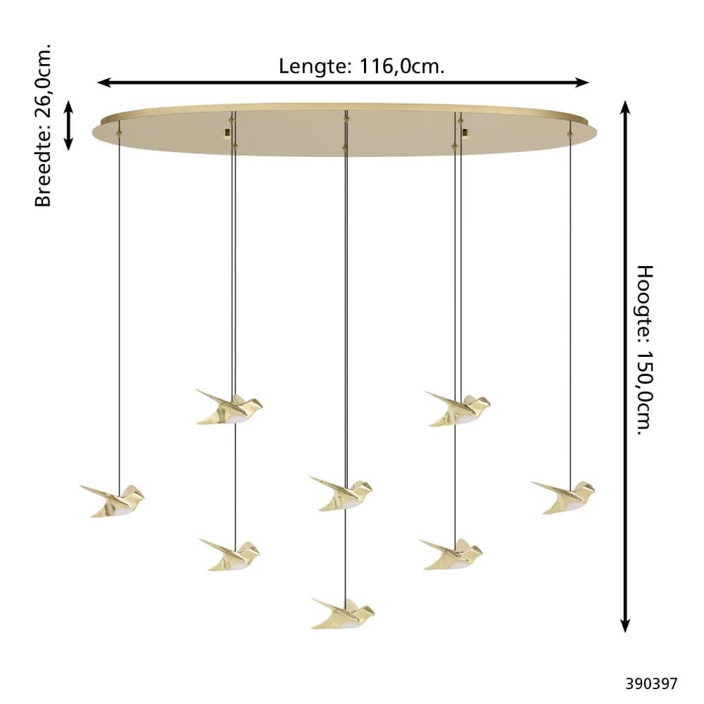 Lampe suspendue 8 lumières Paratebueno 2 laiton Stars of Light 9008606292196