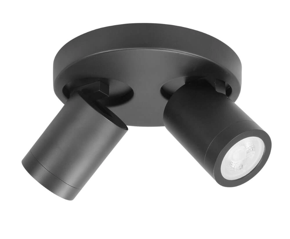 Spot en saillie IP44 Oliver 2 lumières noir mat