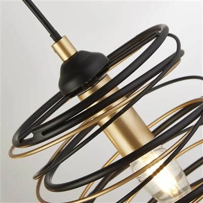Lampe suspendue Spring 4 lumières noir avec or Searchlight 5053423185736