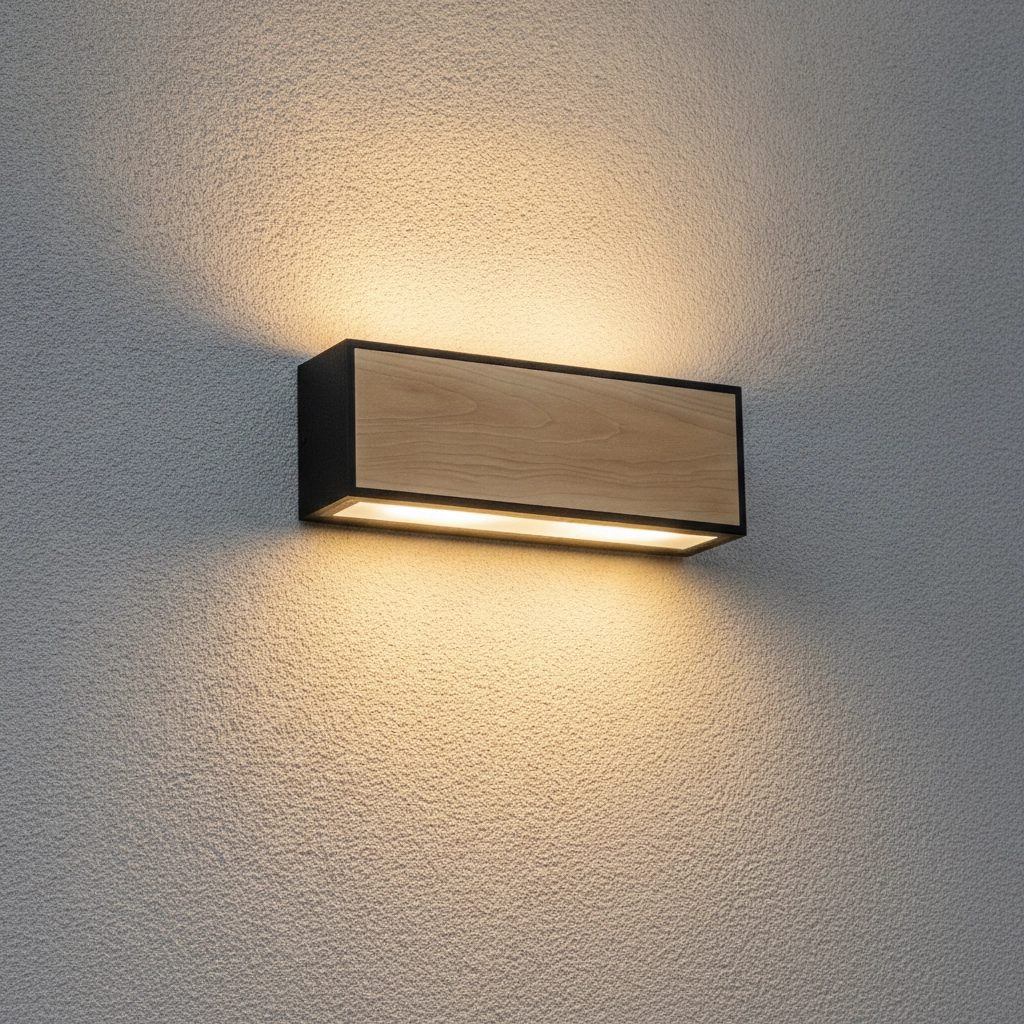 Applique murale Astral anthracite avec bois