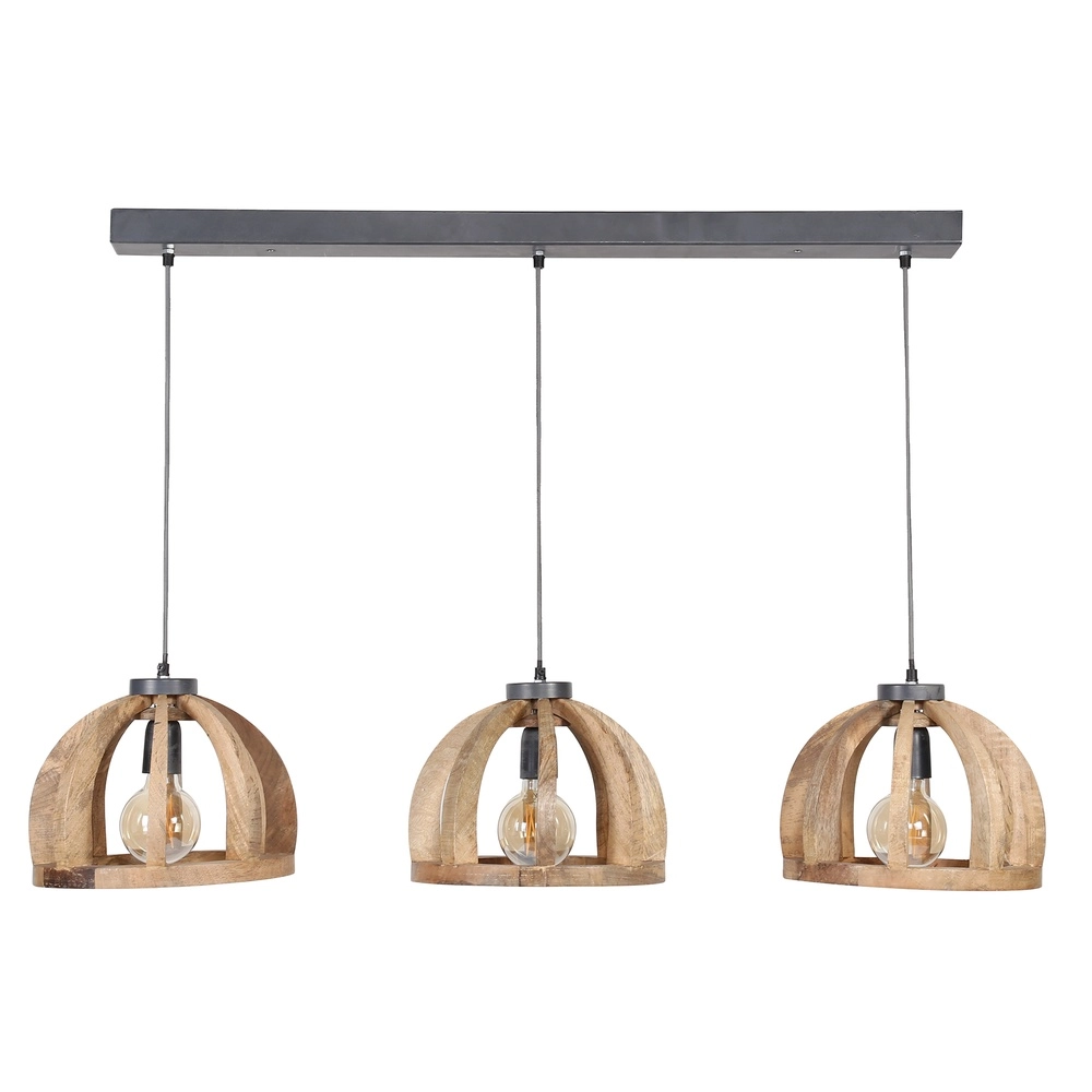 Lampe pendante en bois pour table à manger Orba 3x Ø 30cm Lyora 8716803513204
