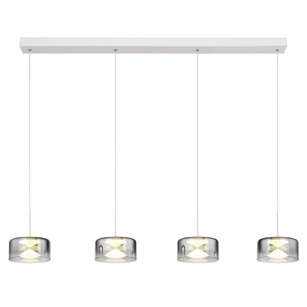 Lampe pendante de conception Belinda Blanc 4 lumières avec verre fumé Globo 9007371566372