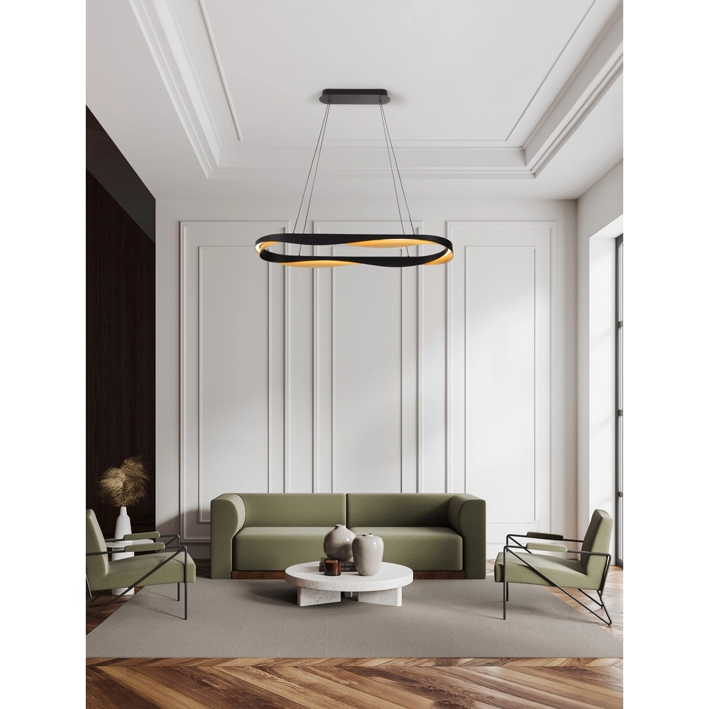 Suspension Radon Ø 100cm noir avec or Lyora 5212017452511