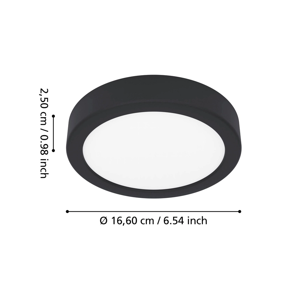 Lumière de plafond IP44 Fueva 6 rond - noir - Ø 16,6cm Eglo 9008606330300