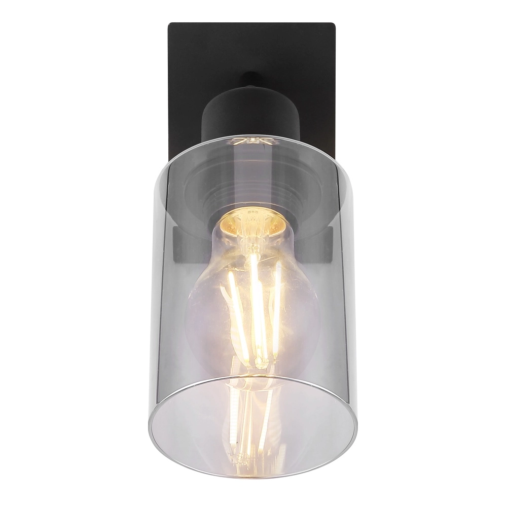 Lampe murale Hadera noir avec verre fumé Globo 9007371437214