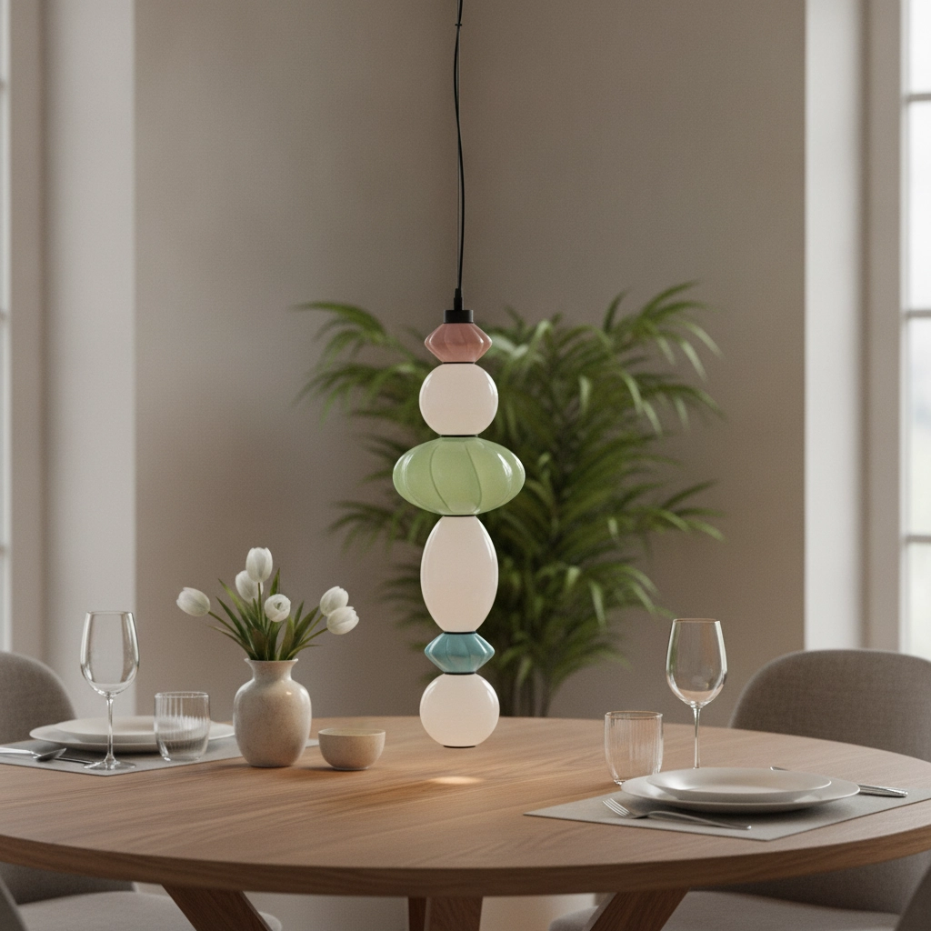 Suspension Oneta rose - blanc - vert - bleu