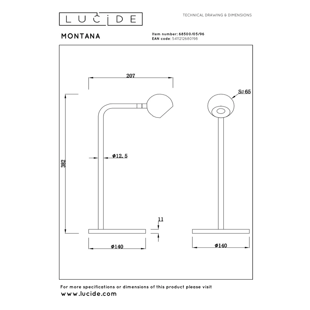 Lampe de table de conception Montana Café brun Premium by Lucide 5411212680198