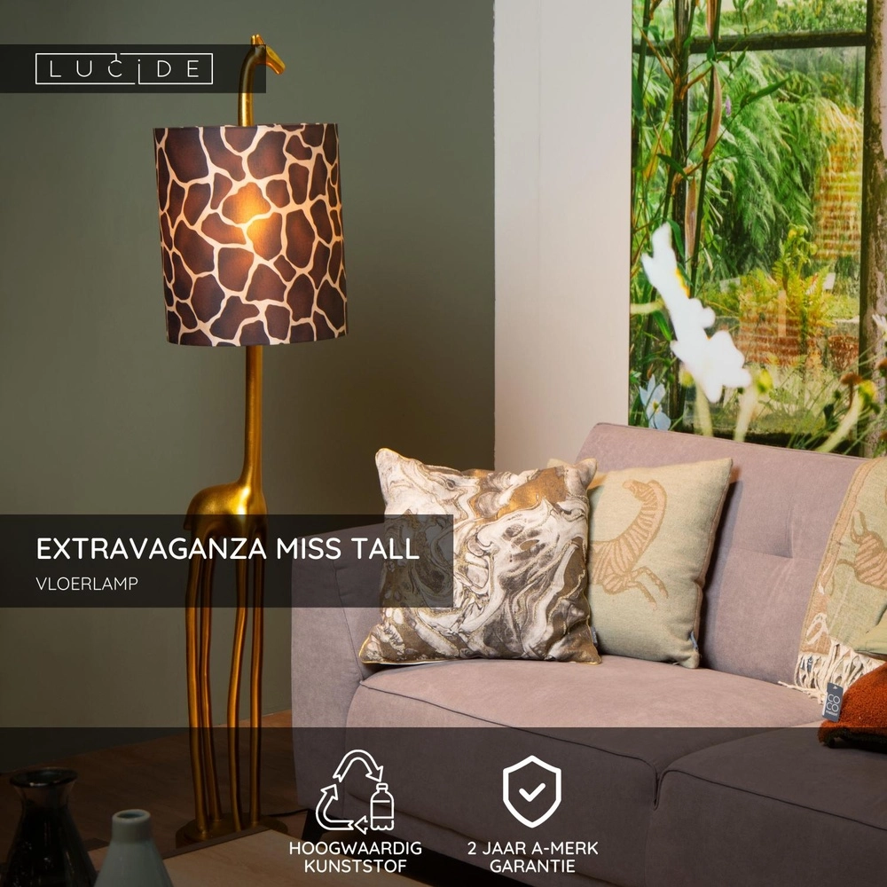Lampe de table Extravaganza Miss Tall Girafe or avec noir Lucide 5411212105431