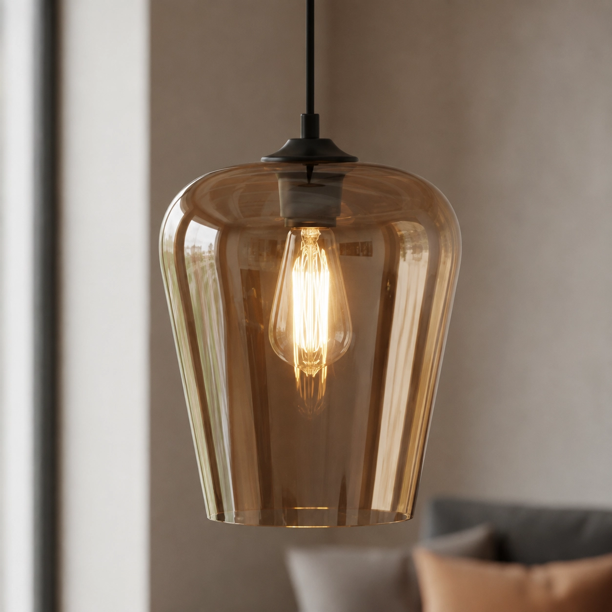Lampe suspendue Tombo ambre Ø 23cm