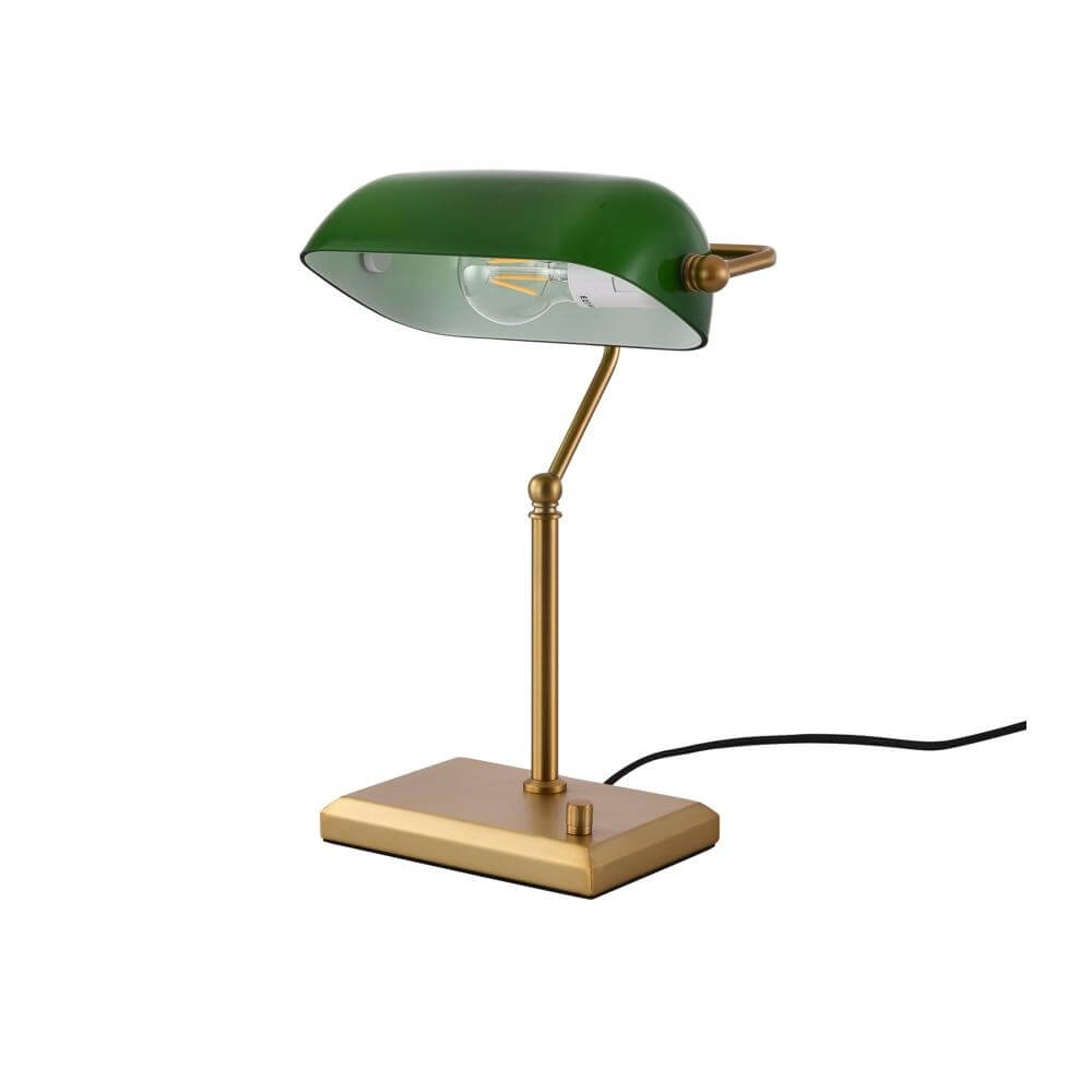 Lampe de banquier classique Stanford De l’or avec du vert Artdelight 8720701100152