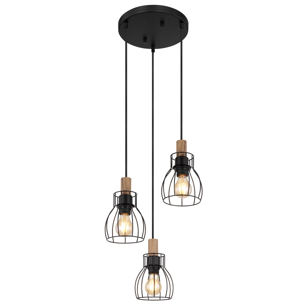 Lampe pendante de campagne Mina Round à 3 lumières