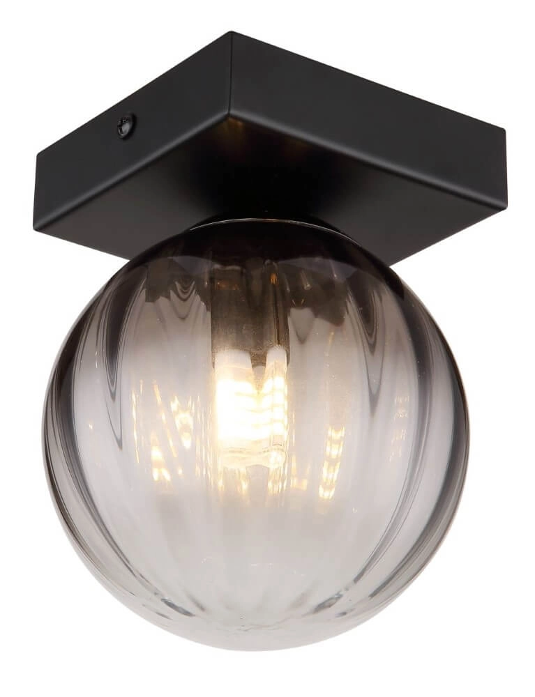 Plafonnier Dallerta noir avec verre fumé Plafonnier Dallerta noir avec verre fumé