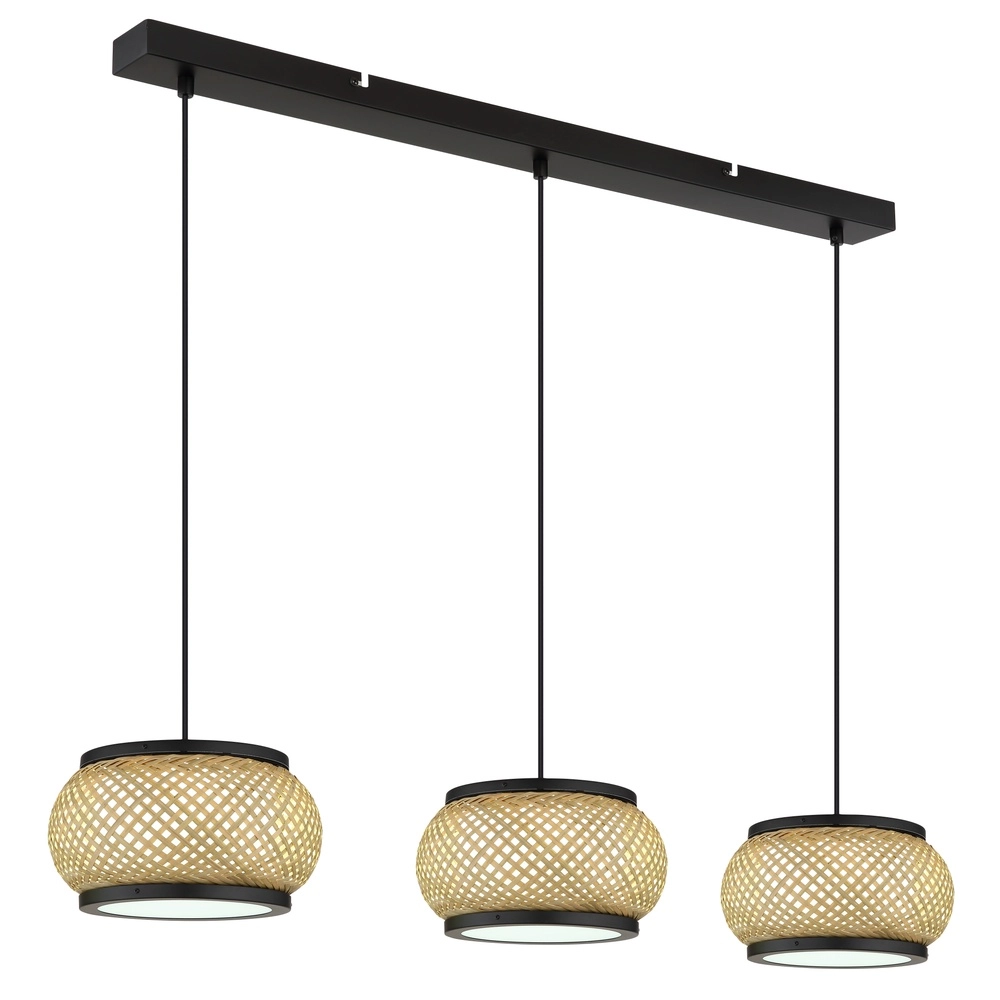Lampe suspendue Bambora 3 lumières avec du bambou Globo 9007371566860