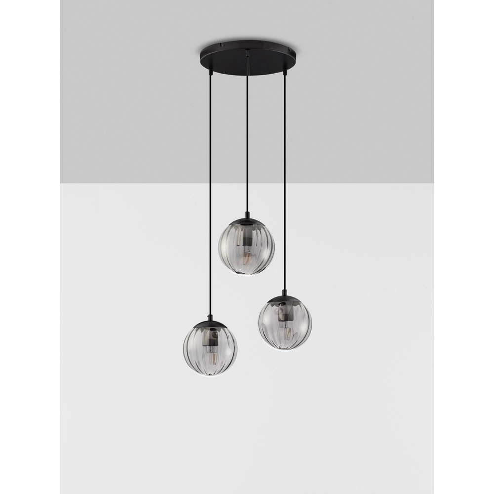 Suspension Abbacus Verre fumé à 3 lumières Lyora 5212017461056
