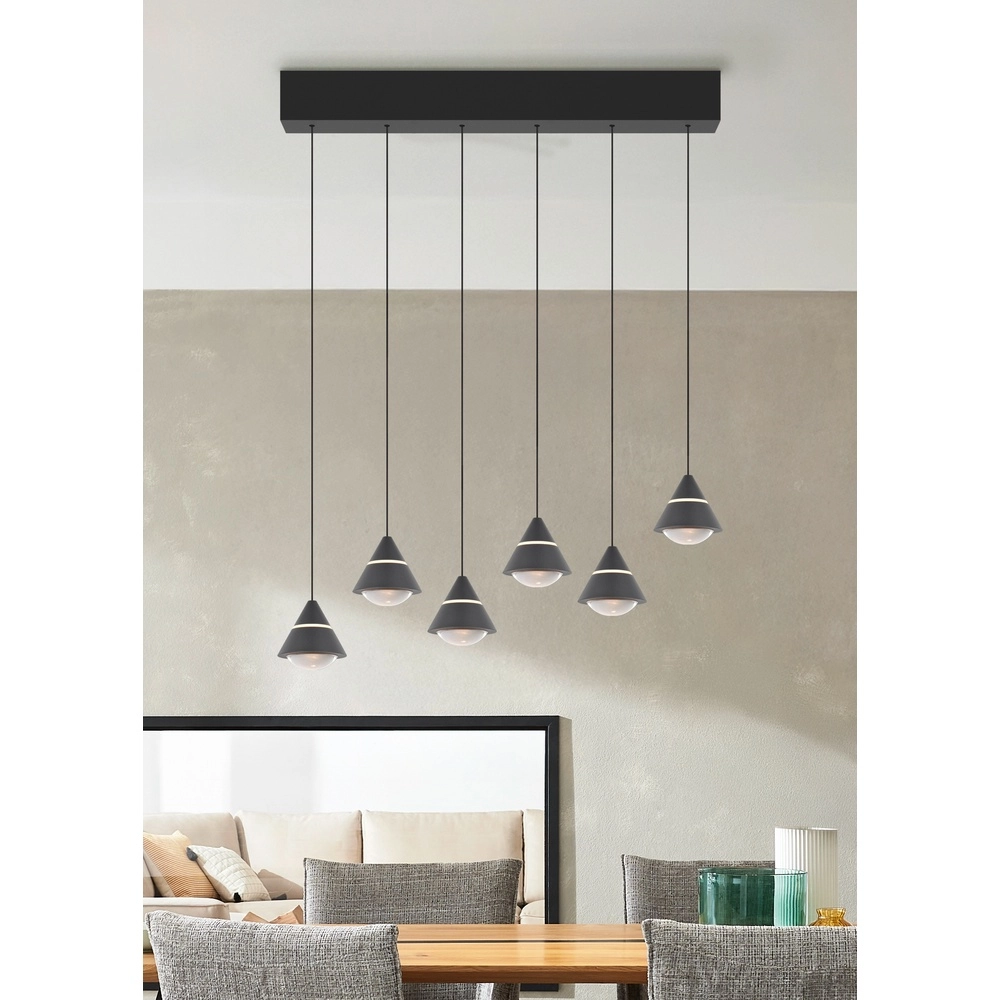 Suspension design Romeo 6 lumières noir