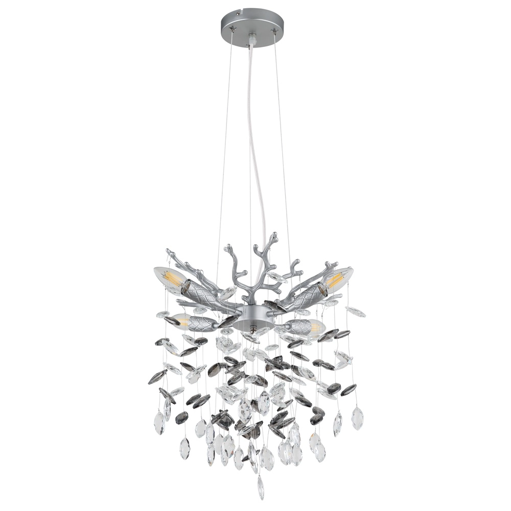 Lampe suspendue Queena gris argenté Ø 40cm Globo 9007371522675