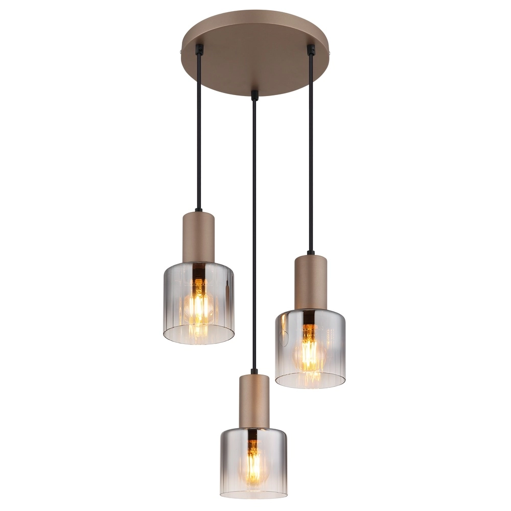 Lampe suspendue Walton 3 café brun clair