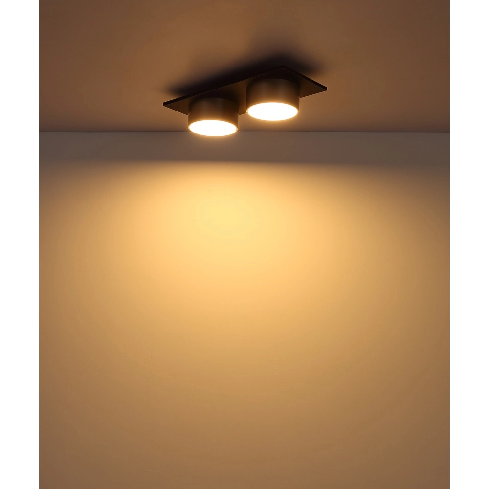 Lampe de plafond à deux lumières Raymond noir avec du champagne Globo 9007371522873
