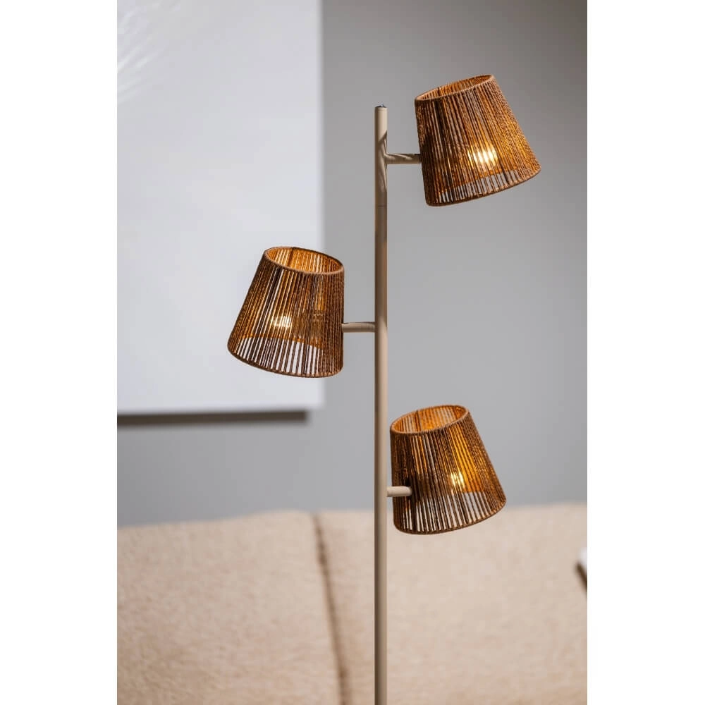 Lampadaire Daan marron avec capuchons en rotin ETH 8720195309338