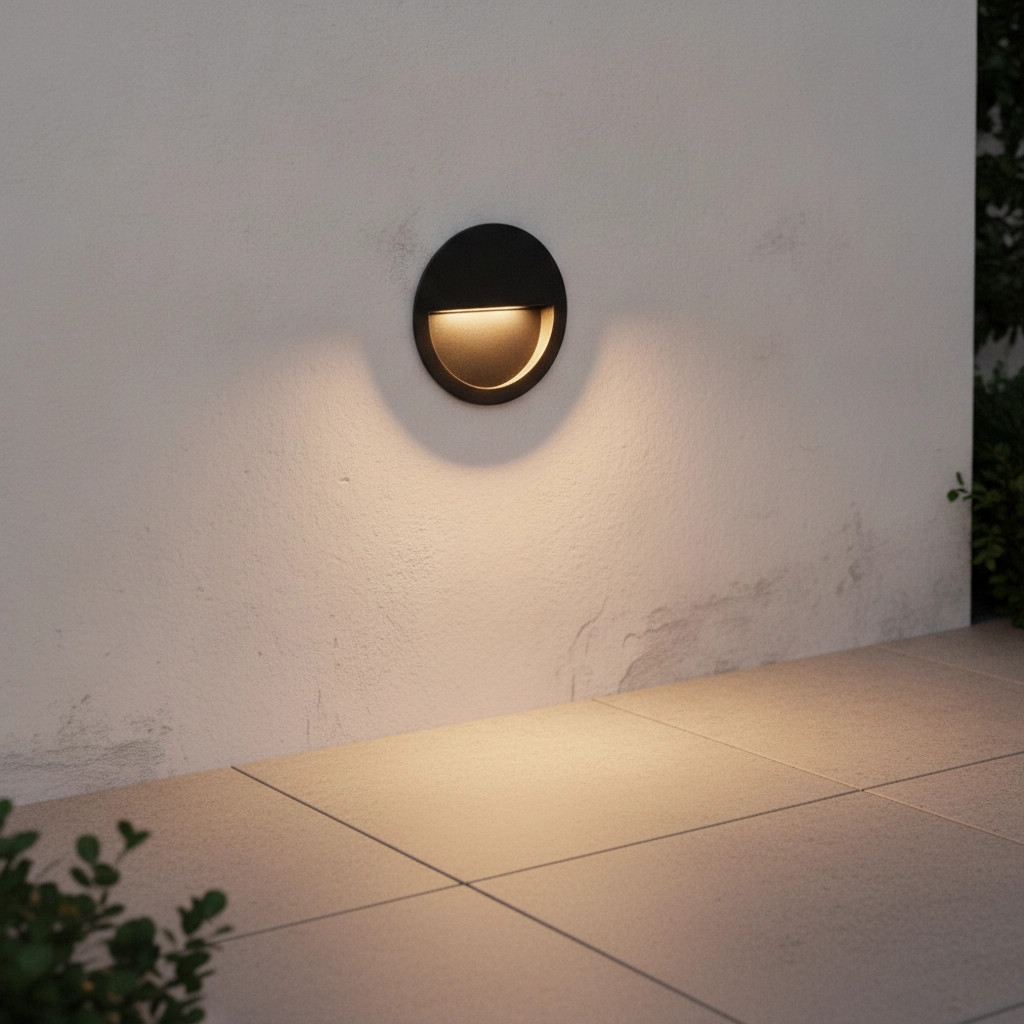 Lampe murale ronde encastrée Sete Noir