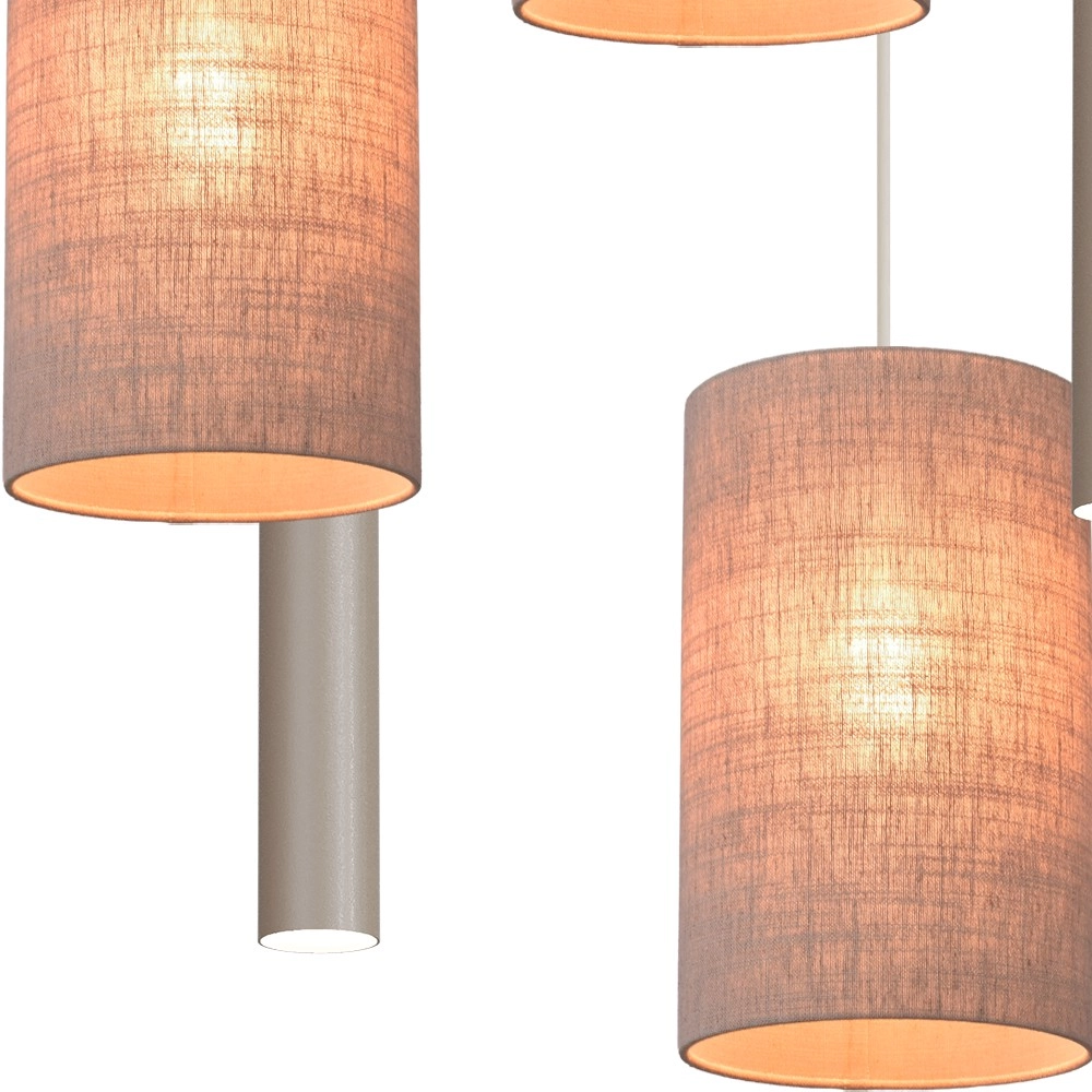 Lampe suspendue à 5 lumières Lisbourg Terra beige avec teinte gris beige Masterlight