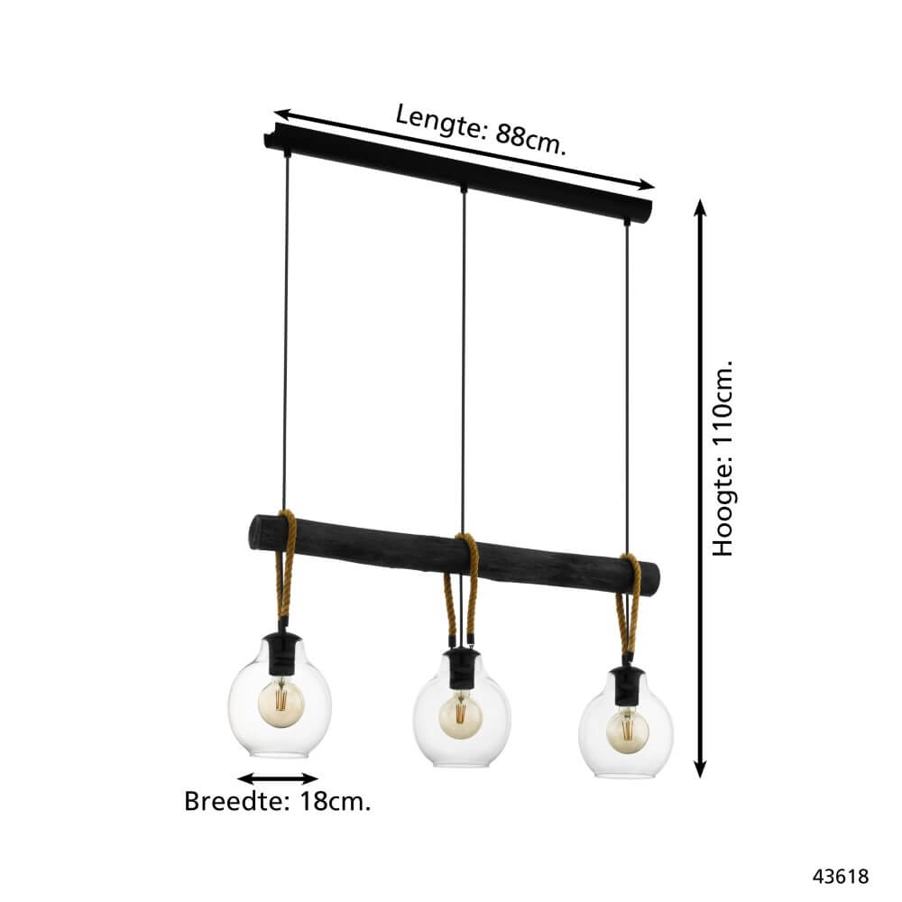 Lampe suspendue pour table à manger Roding avec corde Eglo 9002759436186