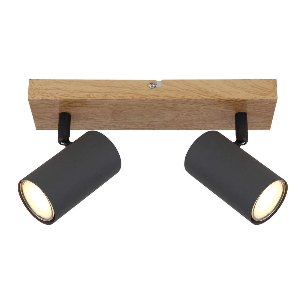 Lampe de plafond à deux lampes Robby bois Globo 9007371430529