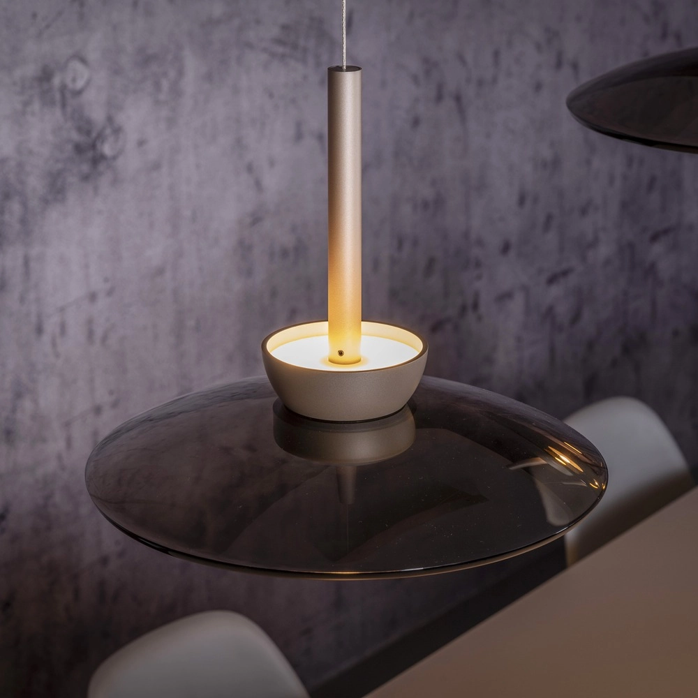 Lampe suspendue de table de salle à manger 2L Pure Moon Bronce avec verre ambré Paul Neuhaus 4012248392980