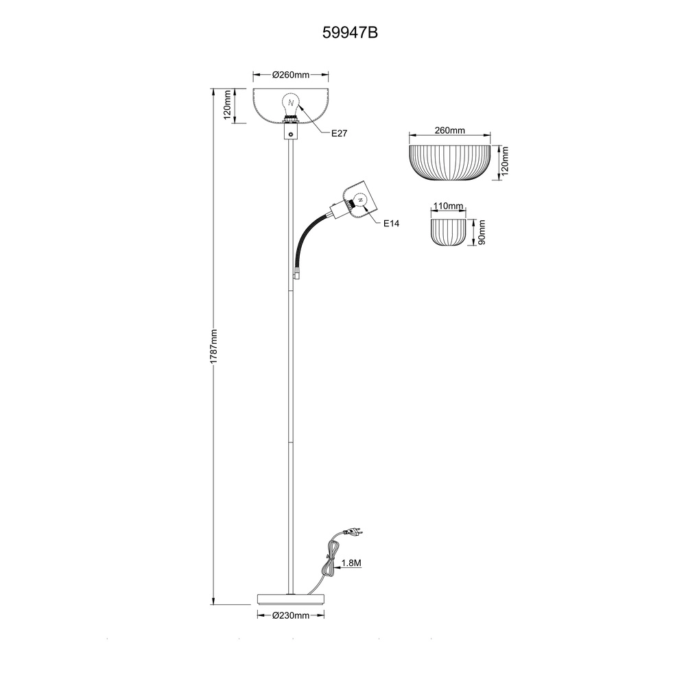 Lampe de pied Hinton Noir Globo 9007371572427